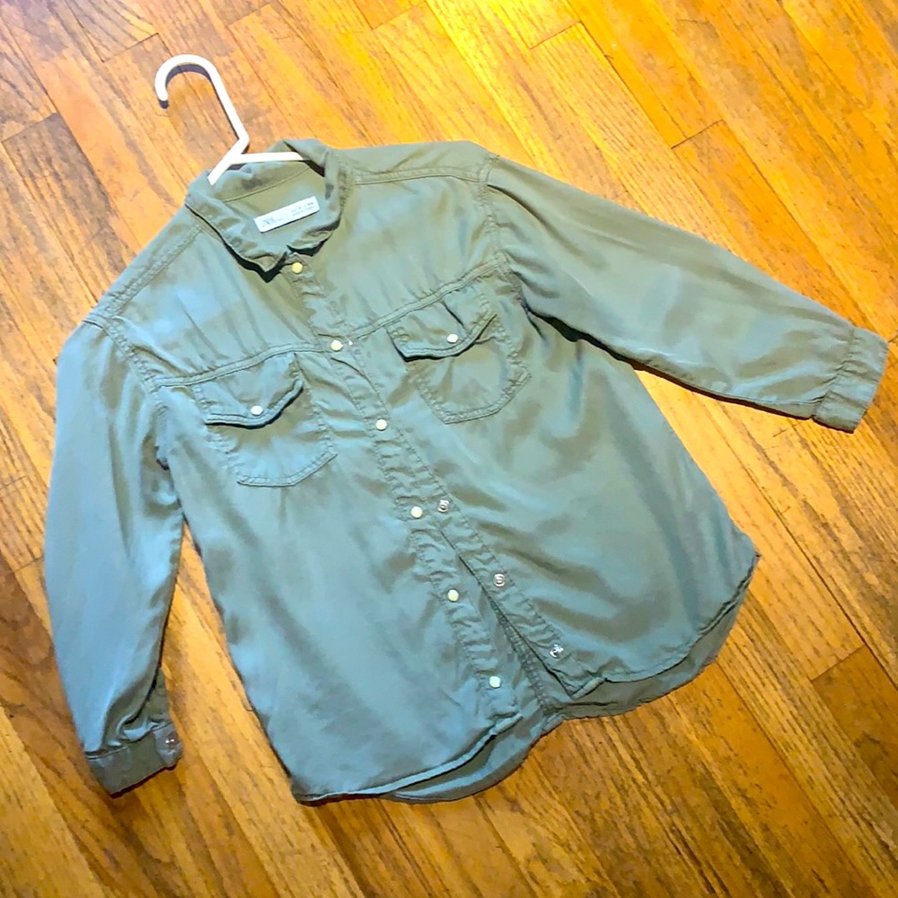 Zara army green, soft kid’s blouse